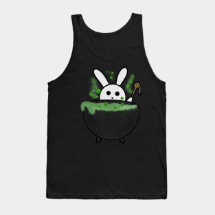 Double Double Toil and Trouble a Rabbit Witch Making A Spell out of a Cauldron Tank Top